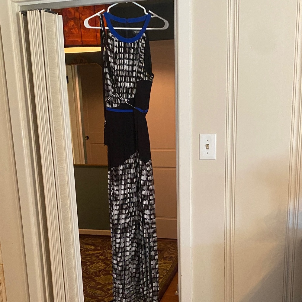 Adrianna Papell Black and Blue Maxi Dress